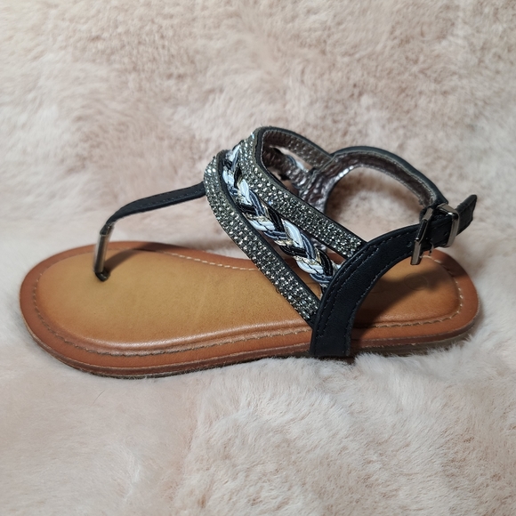 Toddler black rhinestone sandals - Picture 2 of 3